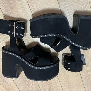 Demonia Black Studded Platform Heels